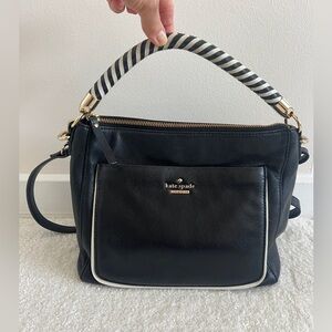 Kate Spade Small Harris Black Leather Crossbody Handbag Black and White Accents